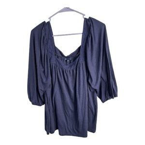 GAP Women’s Deep Blue Square Neck with Puffy Sleeves Baby Doll Top Size XXL